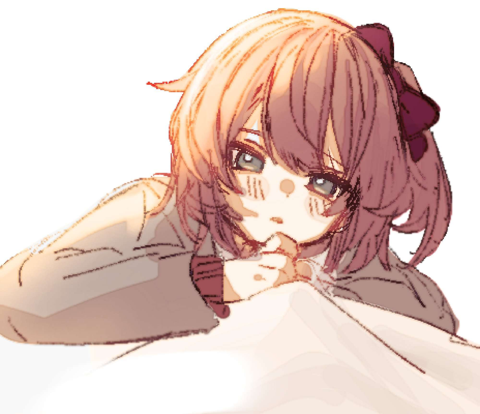 Sayori resting her chin on her hands